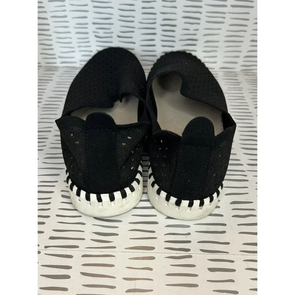 Ilse Jacobsen Tulip 139 Black Laser Cut Perforated Slip On Loafers Women 38 7.5